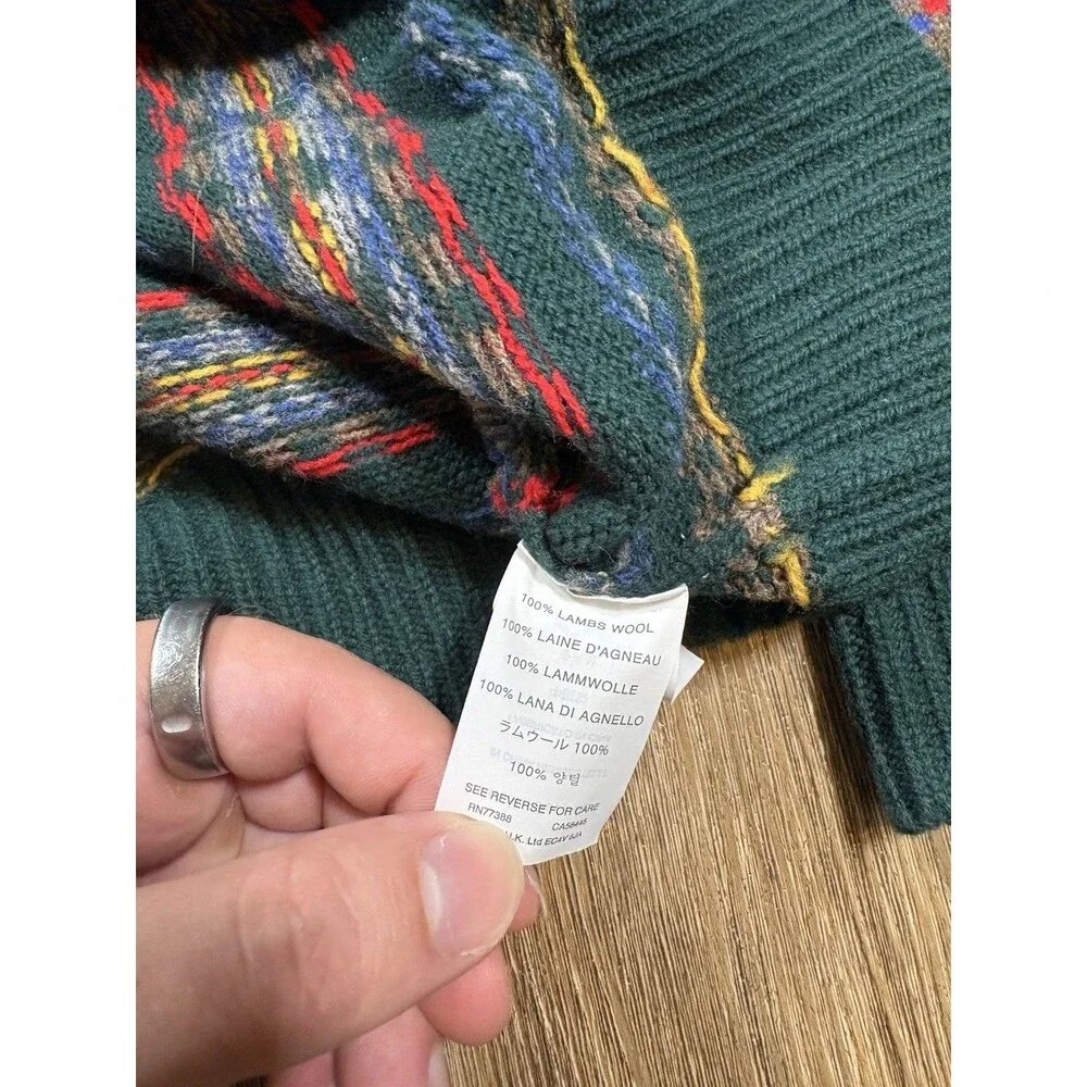 J Crew Lambswool Fair Isle Sweater XL Green Fisherman Nordic Mens